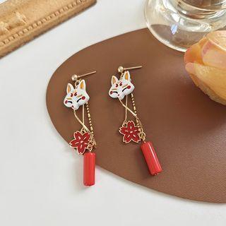 Sterling Silver Fox Drop Earring / Clip-on Earring