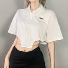 Short-sleeve Chain Strap Crop Polo Shirt