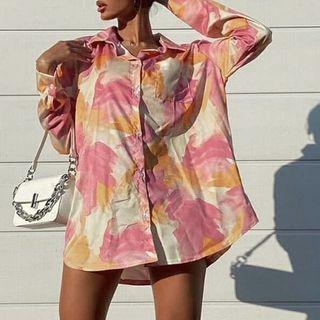 Long Sleeve Printed Loose-fit Shirt
