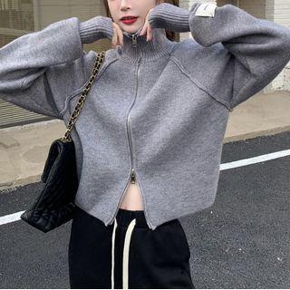 Zip-up Cardigan Gray - One Size