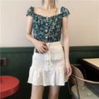 Cap-sleeve Floral Top / Mini Skirt