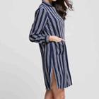 Pinstriped Long-sleeve Dress