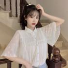 Short-sleeve Star Applique Shirt White - One Size