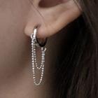 925 Sterling Silver Layered Chained Earring 1 Pair - 925 Silver - As Shown In Figure - One Size