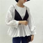 Set: Pleated Blouse + Strappy Top
