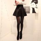 Godet Faux-leather A-line Mini Skirt