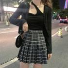 Tank Top / Jacket / Plaid Mini A-line Skirt / Set