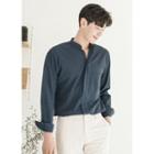 Mandarin-collar Round-hem Shirt