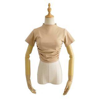 Short-sleeve Mock-neck Open-back Top