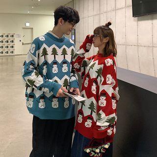 Couple Matching Snowman Print Sweater