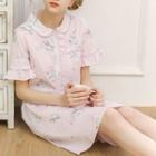 Flower Print Flared Short-sleeve Nightdress