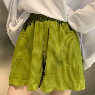 Plain High-waist Striped Wide-leg Shorts