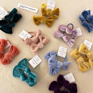 Set Of 2: Bow Velvet Hair Tie