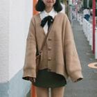 Plain Cardigan / Shirt / A-line Skirt / Set