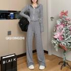 Set: Hooded Zip Cardigan + Wide Leg Pants