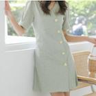 Single-breasted Short-sleeve Mini Dress