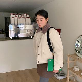 Fleece-collar Cotton Trucker Jacket