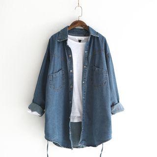 Tie-back Long Denim Shirt