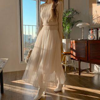 Mock Two-piece Maxi Tulle Dress