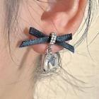 Ribbon Rhinestone Alloy Earring