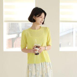 Crew-neck Boucl  Knit Top