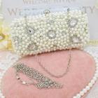 Faux Pearl Beaded Clutch