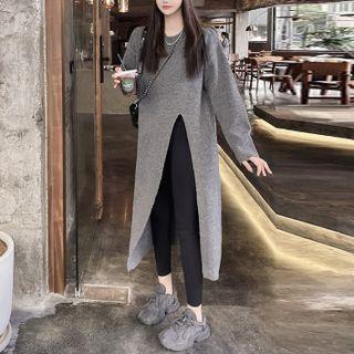 Side-slit Midi Sweater Dress Gray - One Size