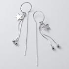 925 Sterling Silver Star Fringed Earring 1 Pair - S925 Silver - One Size