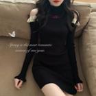 Lace-trim Off-shoulder Knit Top / Mini Dress