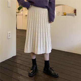 Knit Plain Midi Skirt