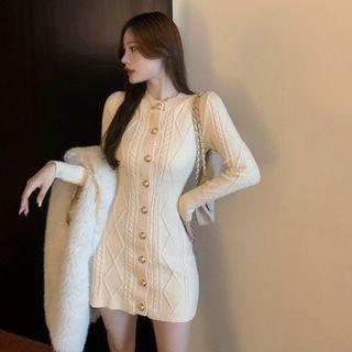 Round Neck Knit Mini Bodycon Dress