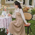 Mock Two-piece Two Tone Long-sleeve Dress