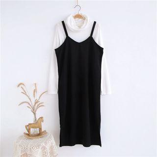 Set: Long-sleeve T-shirt + Strappy Jumper Dress