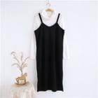 Set: Long-sleeve T-shirt + Strappy Jumper Dress