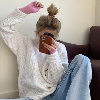 Cable Knit Sweater / Mock-turtleneck Long-sleeve Top