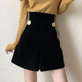 High Waist Velvet Wide Leg Shorts