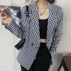 Double-breasted Gingham Blazer Gingham - Black & White - One Size