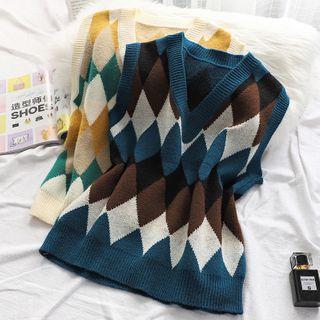 Diamond Check Knit Top