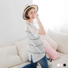 Stripe Short-sleeve Sweater White Stripes - Pink - Xl