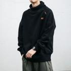 Lettering Knit Panel Mock-neck Sweatshirt