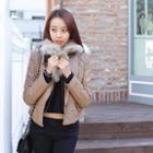 Faux-fur Trim Faux-leather Jacket