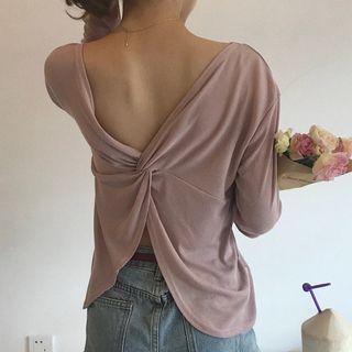 Slit Back Long-sleeve T-shirt White - One Size