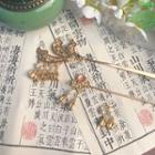 Set: Fringe Hair Pin + Drop Ear Stud Hair Pin - Gold - One Size / Drop Ear Stud - Gold - One Size