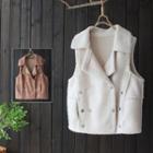 Fleece Button Vest Light Brown - One Size