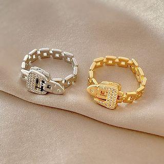 Buckled Rhinestone Alloy Ring