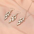 Set: Alloy Flame Dangle Earring + Pendant Necklace 01 - Dz169 - Silver - One Size