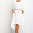 3/4-sleeve Asymmetrical A-line Dress