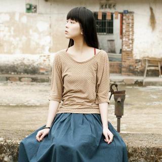 Dotted Elbow-sleeve T-shirt