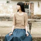 Dotted Elbow-sleeve T-shirt