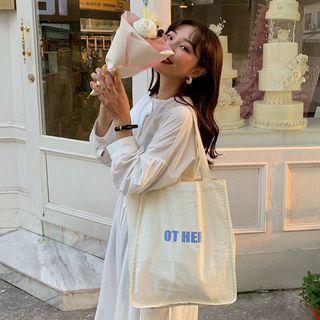 Letter Canvas Tote Bag Ot Her - White - One Size